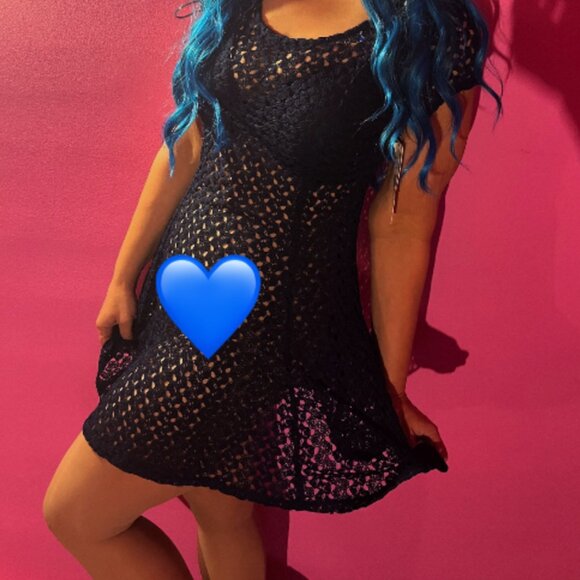 NWT SPEECHLESS NAVY BLUE CUT OUT SEE THROUGH DRESS A LINE MINI MEDIUM - Picture 8 of 10